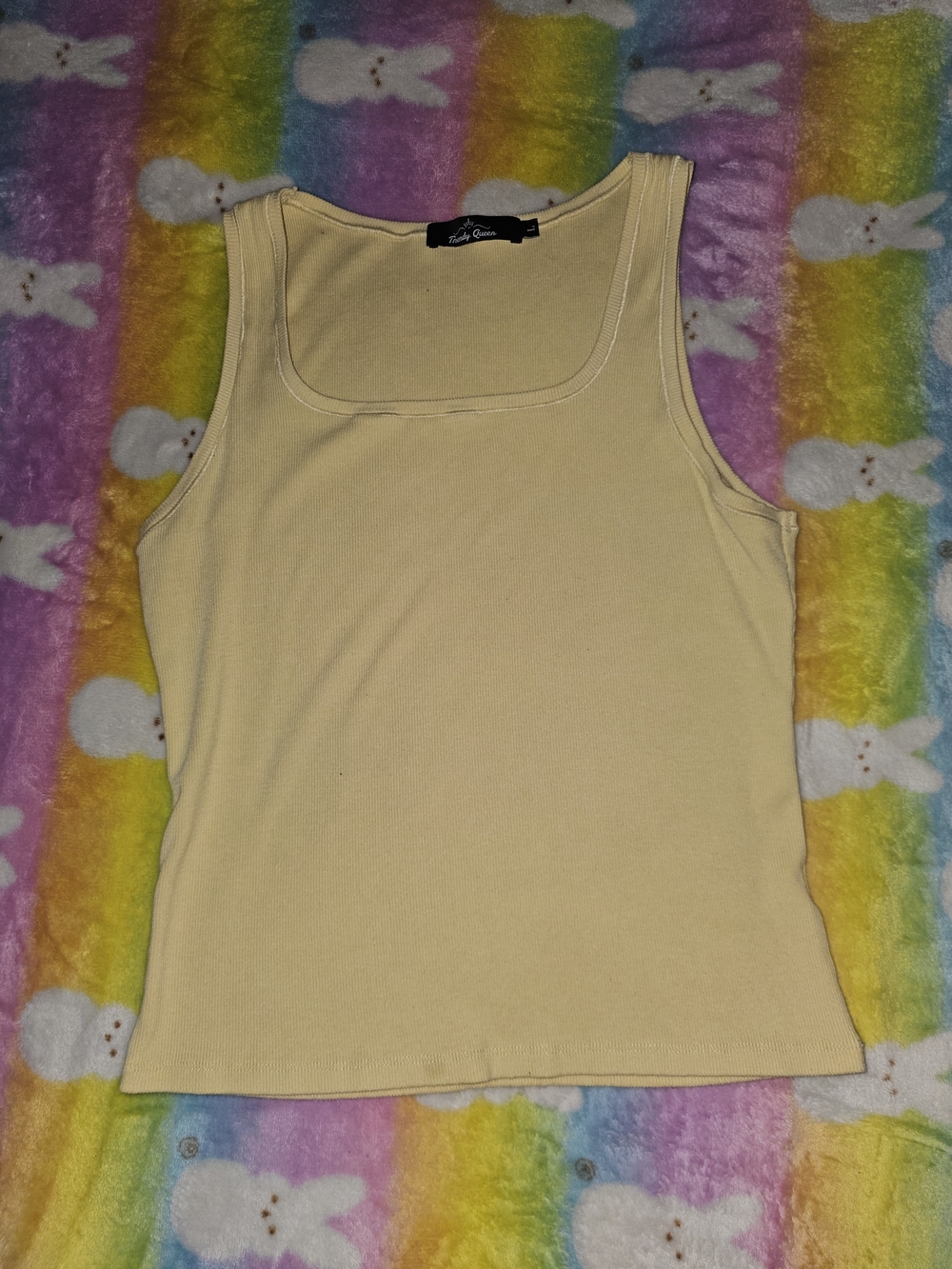 Tahari Square-Neck Ribbed Tank Top in Cream